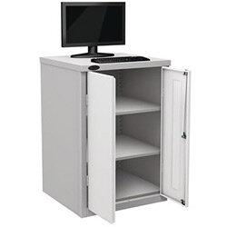 Flat Top Heavy Duty Computer Cupboard With White Doors H950mmxW650mmxD620mm on Productcaster.