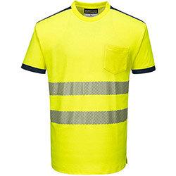 Portwest T181 PW3 Hi-Vis Short Sleeve T-Shirt Yellow & Navy XL on Productcaster.