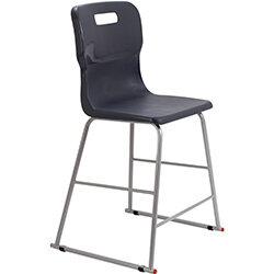 Titan High Classroom Stool with Backrest Size 4 560mm Seat Height (Ages: 8-11 Years) Polly Lipped Seat with Skid Base Charcoal T61-C 5 Year Guarantee  on Productcaster.