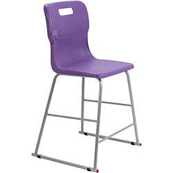 Titan High Classroom Stool with Backrest Size 4 560mm Seat Height (Ages: 8-11 Years) Polly Lipped Seat with Skid Base Purple T61-P - 5 Year Guarantee  on Productcaster.