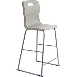 Titan High Classroom Stool with Backrest Size 6 685mm Seat Height (Ages: 14+ Years) Polly Lipped Seat with Skid Base Grey on Productcaster.