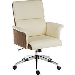 Elegance Medium Gull Wing Armed Medium Back Executive Office Chair With Supple Leather Look Upholstery In Cream on Productcaster.