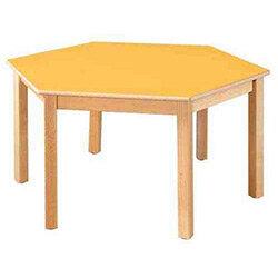 Hexagonal 120cm Diameter Preschool Table Beech Yellow 46cm High TC114604 on Productcaster.