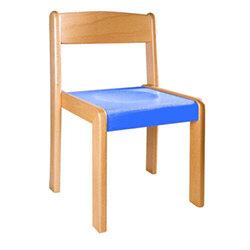 Beech Stackable Wooden Chair - Blue Seat H31cm on Productcaster.