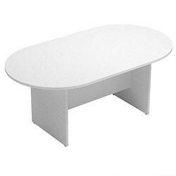 Kito W1800mmxD1000mm White D-End Boardroom Table with Panel Leg Base - 6-8 Person Seating Capacity on Productcaster.