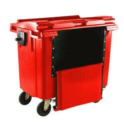 Craemer 2 Wheeled Plastic Bin 660L Red C/W Drop Front Access Door on Productcaster.