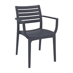 ARTEMIS Arm Chair - Stackable - Max. Weight Capacity 160kg - Dark Grey - Outdoor & Indoor on Productcaster.