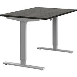 Height Adjustable Sit Stand Office Desk Plain Top W1200mmxD800mmxH685-1185mm Carbon Walnut Top Silver Frame on Productcaster.