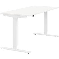 Height Adjustable Sit Stand Office Desk Plain Top W1600mmxD700mmxH685-1185mm White Top White Frame on Productcaster.