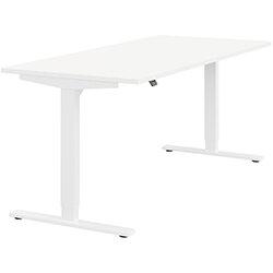 Height Adjustable Sit Stand Office Desk Plain Top W1800mmxD800mmxH685-1185mm White Top White Frame on Productcaster.