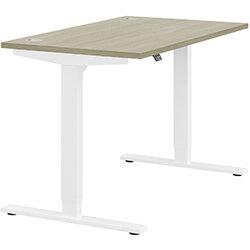 Height Adjustable Sit Stand Office Desk Portal Top W1200mmxD700mmxH685-1185mm Arctic Oak Top White Frame on Productcaster.