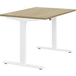 Height Adjustable Sit Stand Office Desk Portal Top W1200mmxD800mmxH685-1185mm Urban oak Top White Frame on Productcaster.