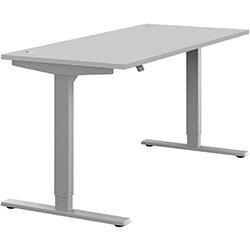 Height Adjustable Sit Stand Office Desk Portal Top W1600mmxD700mmxH685-1185mm Grey Top Silver Frame on Productcaster.