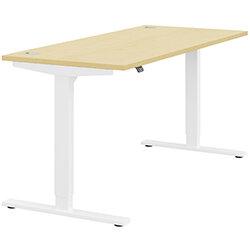 Height Adjustable Sit Stand Office Desk Portal Top W1600mmxD700mmxH685-1185mm Maple Top White Frame on Productcaster.