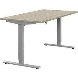 Height Adjustable Sit Stand Office Desk Portal Top W1600mmxD800mmxH685-1185mm Arctic Oak Top Silver Frame on Productcaster.