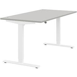 Height Adjustable Sit Stand Office Desk Portal Top W1600mmxD800mmxH685-1185mm Grey Top White Frame on Productcaster.