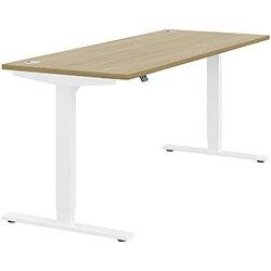 Height Adjustable Sit Stand Office Desk Portal Top W1800mmxD700mmxH685-1185mm Urban oak Top White Frame on Productcaster.