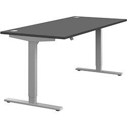 Height Adjustable Sit Stand Office Desk Portal Top W1800mmxD800mmxH685-1185mm Graphite Top Silver Frame on Productcaster.