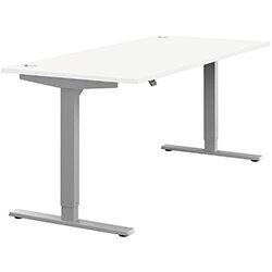 Height Adjustable Sit Stand Office Desk Portal Top W1800mmxD800mmxH685-1185mm White Top Silver Frame on Productcaster.