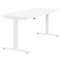 Height Adjustable Sit Stand Office Desk Portal Top W1800mmxD800mmxH685-1185mm White Top White Frame on Productcaster.