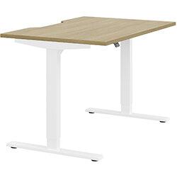 Height Adjustable Sit Stand Office Desk Scallop Top W1200mmxD800mmxH685-1185mm Urban oak Top White Frame on Productcaster.