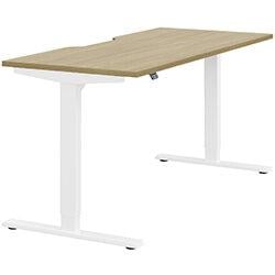 Height Adjustable Sit Stand Office Desk Scallop Top W1600mmxD700mmxH685-1185mm Urban oak Top White Frame on Productcaster.