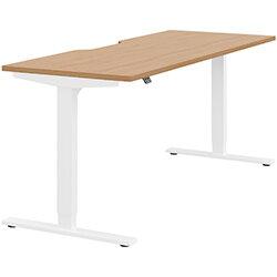 Height Adjustable Sit Stand Office Desk Scallop Top W1800mmxD700mmxH685-1185mm Beech Top White Frame on Productcaster.