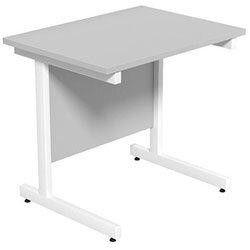 Cantilever Rectangular Return Office Desk White Legs W800xD600xH725mm Grey Ashford on Productcaster.