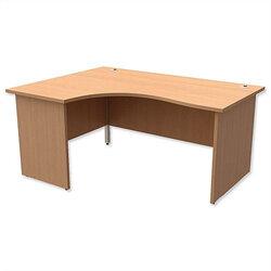 Radial Office Desk Panelled Left Hand W1600xD1200xH725mm Beech Ashford on Productcaster.