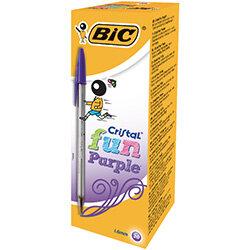 Bic Cristal Fun Purple Ball Pen Pack 20 929055 , HuntOffice.ie on Productcaster.