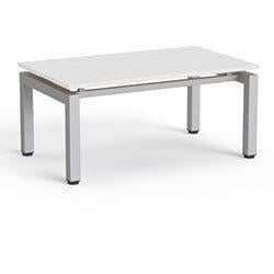 Rectangular Reception Coffee Table White Top & Silver Frame W1000xD600xH460 on Productcaster.