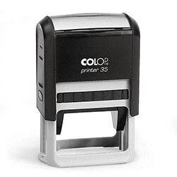 COLOP Printer 35 Rectangular Text Pre-Inked Rubber Stamp Black Ink Black Handle , HuntOffice.ie on Productcaster.