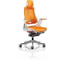 Zure Executive Office Chair Elastomer Gel Orange With Arms & Headrest , HuntOffice.ie on Productcaster.