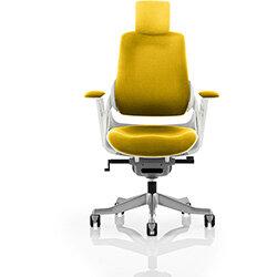 Zure High Back Executive Office Chair With Arms & Headrest Sunset Yellow , HuntOffice.ie on Productcaster.