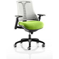 Flex Task Operator Office Chair Black Frame White Back Swizzle Green Seat , HuntOffice.ie on Productcaster.