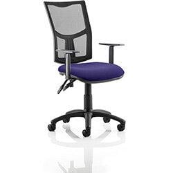 Eclipse II Lever Task Operator Office Chair With Height Adjustable Arms Mesh Back & Purple Seat , HuntOffice.ie on Productcaster.