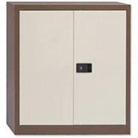 Bisley Storage Cupboard Steel 2-Door - W914xD400xH1000mm, Brown & Cream, Height Adjustable, 1 Shelf, Three-Point Locking System , HuntOffice.ie on Productcaster.