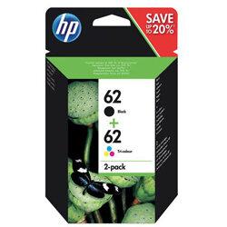 HP 62 Black Colour Ink Cartridges Twin Pack -Black 200 Page Capacity, Tri-Colour 165 Page Capacity, Eco-Friendly, Envy and Officejet Compatible & fade on Productcaster.