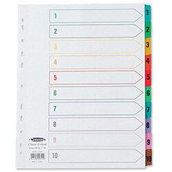 Concord 1-10 Index Extra Wide Europunched Multicolour Tabs A4 , HuntOffice.ie on Productcaster.