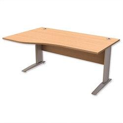 Komo Cantilever Wave Office Desk Left Hand W1600xD1000-800xH725mm Beech on Productcaster.