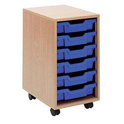 Jemini Mobile Storage Unit 6 Blue Trays Beech KF72338 , HuntOffice.ie on Productcaster.