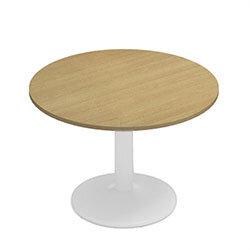 Kito Oak Meeting Room Round Office Table White Trumpet Base Dia1000xH725mm on Productcaster.