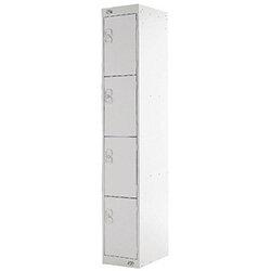 Standard Four Compartment Locker Light Grey W300xD300xH1800mm MC00146 , HuntOffice.ie on Productcaster.