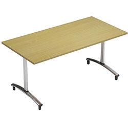 1500mm Wide Rectangular Flip Top Office Table On Wheels Urban Oak Morph Tilt on Productcaster.