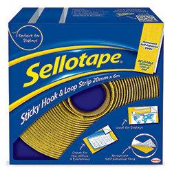 Sellotape Sticky Hook and Loop Strips Dispenser 20mmx6m , HuntOffice.ie on Productcaster.