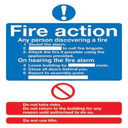 Safety Sign Fire Action Standard A5 PVC , HuntOffice.ie on Productcaster.