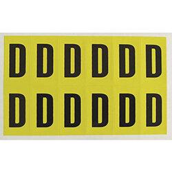 Adhesive Label Bin Sticker Letter D H9.5xW6mm 168 Characters Per Sheet Black Text On Yellow on Productcaster.