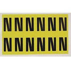 Adhesive Label Bin Sticker Letter N H12.5xW8.5mm 90 Characters Per Sheet Black Text On Yellow , HuntOffice.ie on Productcaster.