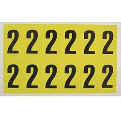 Adhesive Label Bin Sticker Number 2 H56xW21mm 12 Characters Per Sheet Black Text On Yellow on Productcaster.