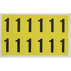 Adhesive Label Bin Sticker Number 1 H130xW45mm 5 Characters Per Sheet Black Text On Yellow on Productcaster.